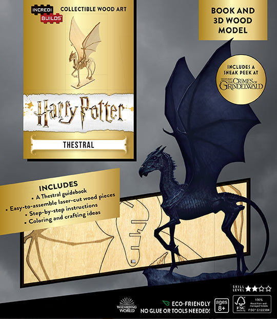 Softcover Harry Potter Thestral 3D wood model and book by Insight Editions, featuring detailed cover art and design.