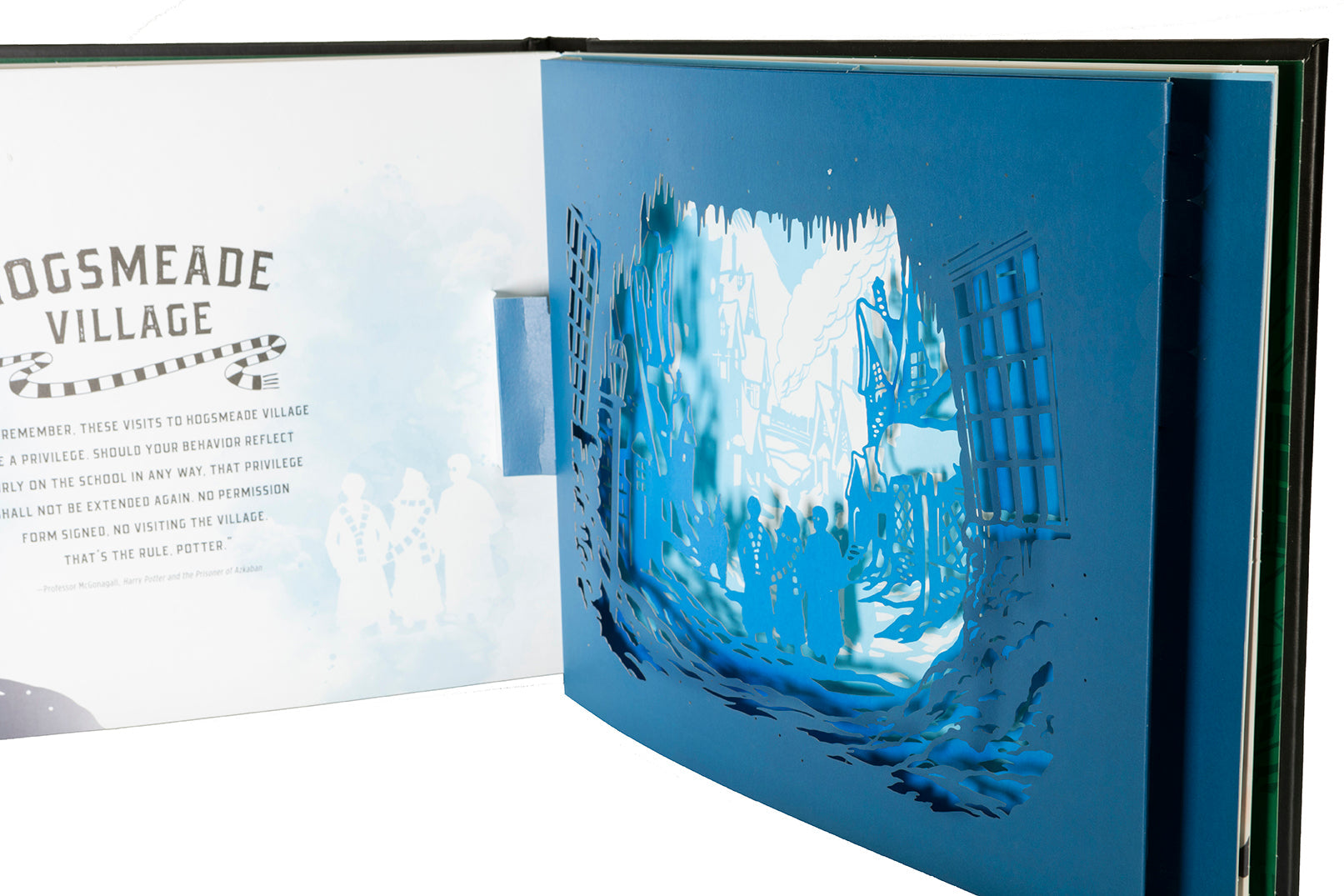 Open hardcover of Harry Potter: Magical Places by Insight Editions, showing detailed interior pages with magical location illustrations.