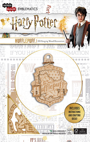 Harry Potter Hufflepuff IncrediBuilds Emblematics kit featuring collectible stationery and gift set from Insight Editions.