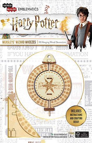 IncrediBuilds Harry Potter Weasleys' Wizard Wheezes kit with colorful stationery and collectible packaging, inspired by Weasley joke shop.