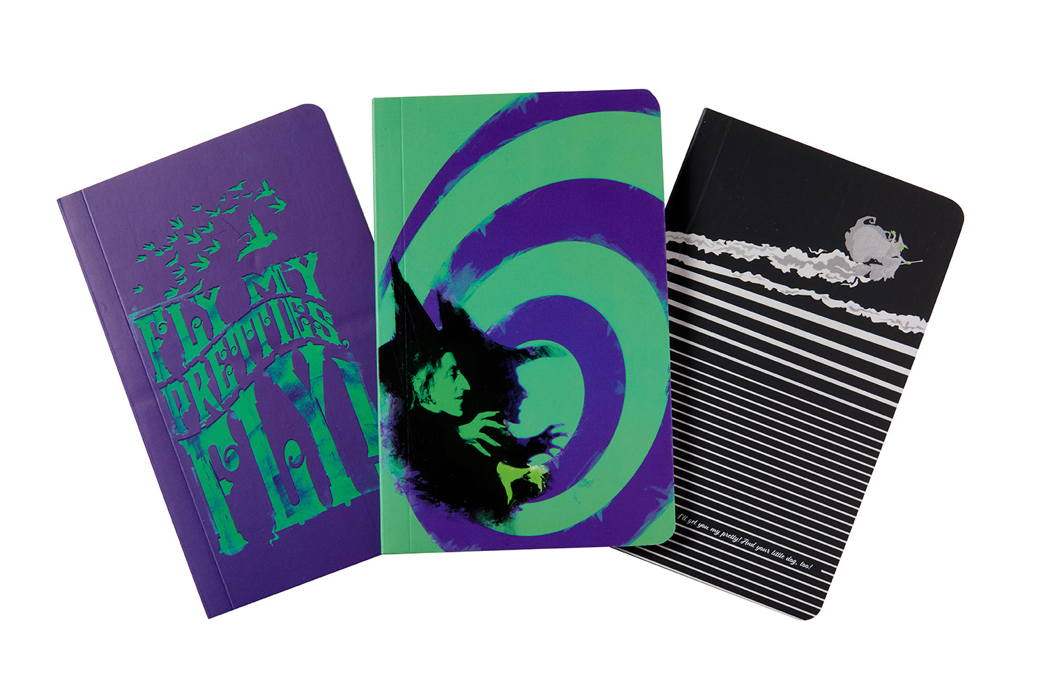 Set of three softcover The Wizard of Oz Wicked Witch of the West pocket notebooks by Insight Editions, featuring colorful cover art.
