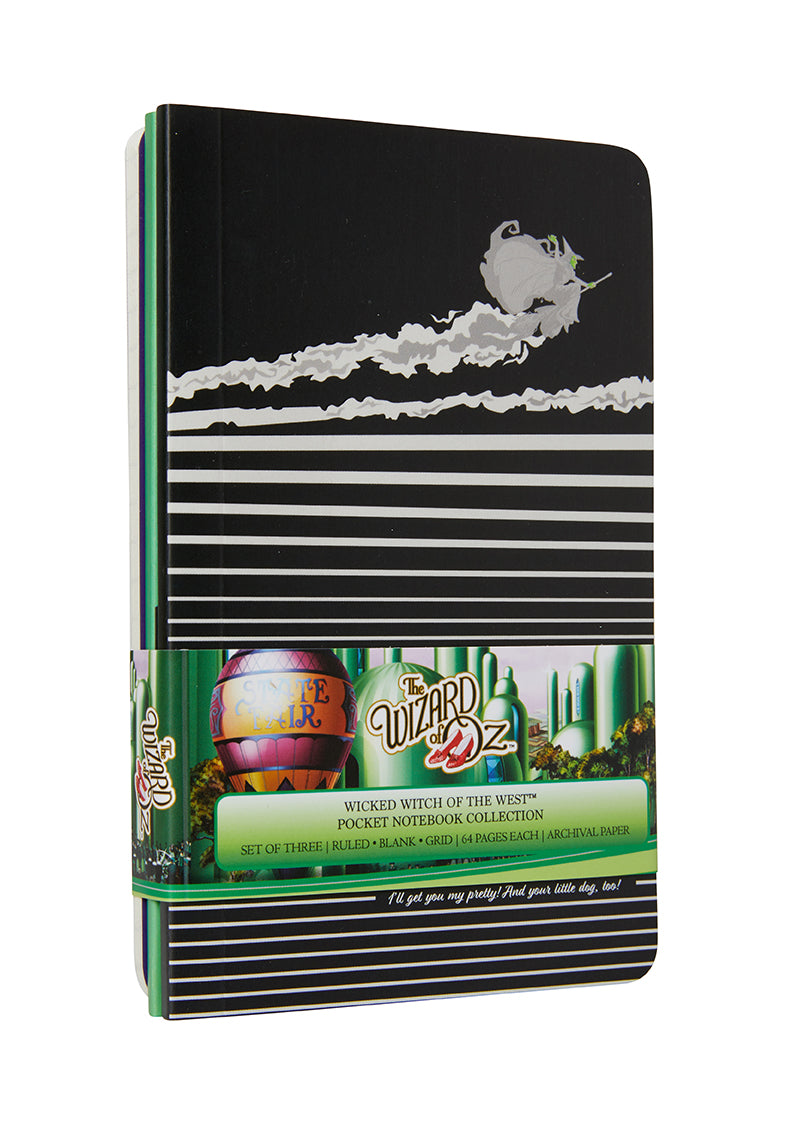 Three softcover pocket notebooks from the Wizard of Oz Wicked Witch of the West collection by Insight Editions, featuring colorful cover art.