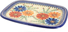 Blue Rose Polish Pottery Autumn Burst large rectangular serving platter with floral design, ideal for serving and display.