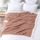 CozyNest Decor MIULEE fall rust throw blanket, soft and fluffy knit throw for sofa, bed, or outdoor use, 50x60 inches.