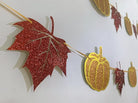 CozyNest Decor fall banner with pumpkin and maple leaves, autumn harvest bunting for Thanksgiving home decorations.
