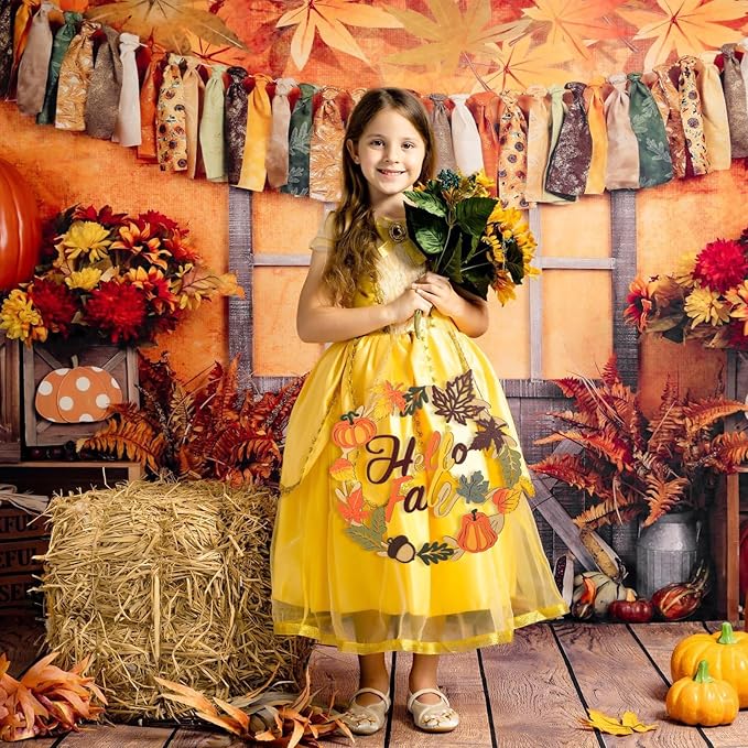 Wooden Hello Fall wreath with maple leaves and pumpkin design, decorative sign for front door, autumn harvest and Halloween decor.