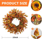 CozyNest Decor 22-inch artificial fall wreath with eucalyptus leaves and chrysanthemums, ideal for front door autumn decor.