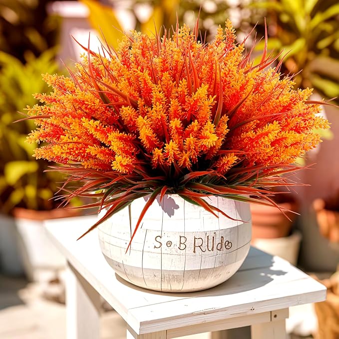 CozyNest Decor Geegoods 24-pack artificial fall flowers including faux lavender and monkey grass for outdoor garden or patio decor