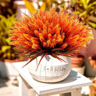 CozyNest Decor faux lavender and monkey grass outdoor artificial plants in autumn-orange color, 48pcs for garden, porch, or patio decor