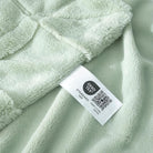 CozyNest Decor checkered white faux rabbit fur throw blanket in sage green, soft fuzzy minky for couch or bed, queen size 90x90 inches.