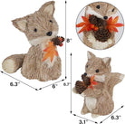 Set of two CozyNest Decor fall-themed fox figurines, handmade sisal ornaments for Thanksgiving table and autumn home decor.