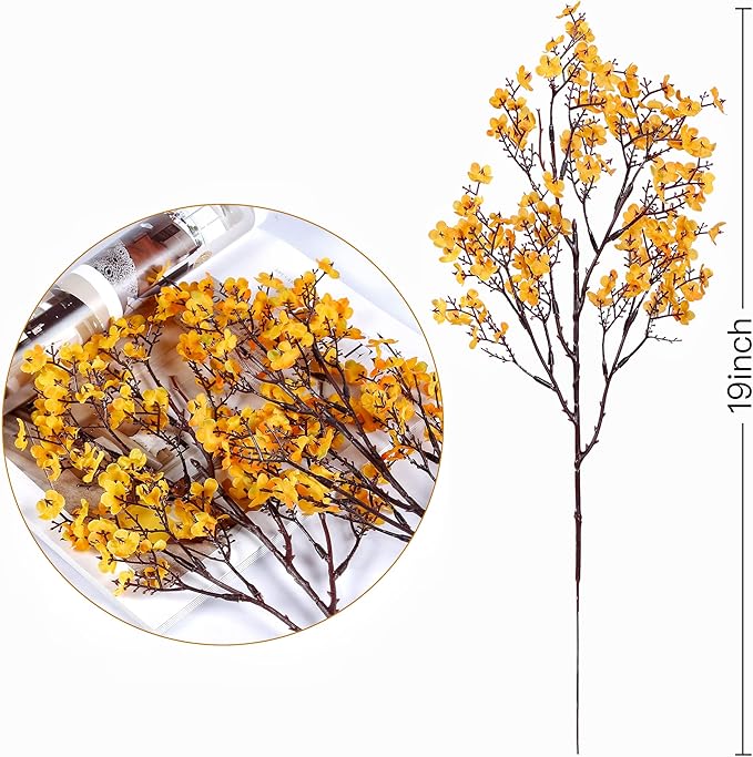 CozyNest Decor 15-piece orange artificial baby's breath gypsophila bouquet for wedding, home decor, and autumn floral arrangements