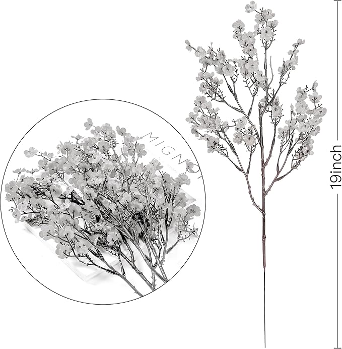 CozyNest Decor 15-pack grey artificial Baby's Breath Gypsophila flowers for DIY floral arrangements and autumn home decor.