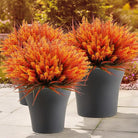 CozyNest Decor outdoor faux lavender flowers and monkey grass in orange, 48-piece artificial plants for garden porch or patio decor.