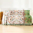 CozyNest Decor boho cotton throw blanket with floral and animal prints, large rustic quilt for king bed, sofa, or chair, all-season decor