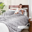 CozyNest Decor checkered white faux rabbit fur throw blanket with soft fuzzy texture, ideal for couch or bed, grey queen size.
