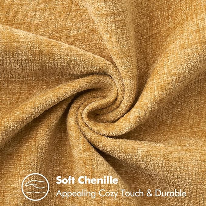 CozyNest Decor MIULEE 16x16 inch gold farmhouse throw pillow covers with stitched edges, soft chenille, perfect for sofa or bed decor
