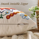 CozyNest Decor embroidered 18x18 orange throw pillow cover with fall boho floral pattern, textured outdoor decorative cushion for sofa.