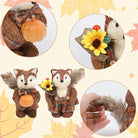 Two CozyNest Decor fall-themed fox figurines with pumpkins, perfect for Thanksgiving and autumn home or office decor.