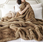 CozyNest Decor luxury ochre faux fur throw blanket, soft plush mink fur for couch or bed, 50x60 inches, warm and fuzzy home decor.