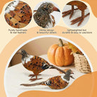 Set of 2 CozyNest Decor feathered pheasant figurines, realistic woodland decor for fall or autumn harvest celebrations.
