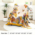 CozyNest Decor boho large throw blanket with fall floral and bird pattern, made of breathable organic cotton for sofa or bed.