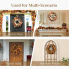CozyNest Decor 20-inch fall wreath with maple leaves, white pumpkin, daisies, and sunflowers for front door and porch autumn decor