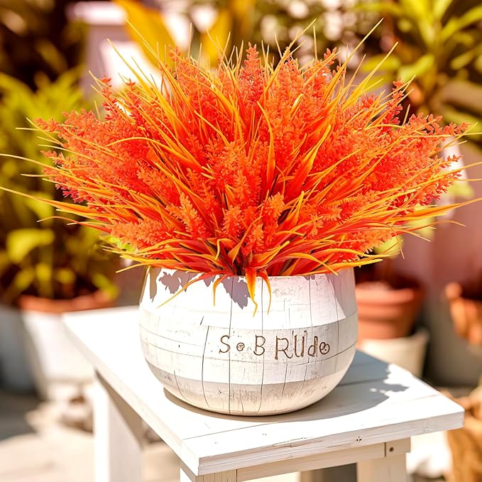 CozyNest Decor Geegoods 24 bundles artificial fall lavender flowers with monkey grass for outdoor garden, porch, or patio decor.