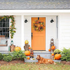 CozyNest Decor fall wreath for front door, 26-inch autumn velvet pumpkin and harvest maple design with metal hook for Halloween and Thanksgiving.