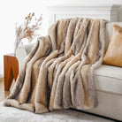 CozyNest Decor Faux Fur Throw Blanket in soft mink fur, 50x60 inches, perfect for sofa, bed, or chair for warm fall comfort.