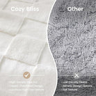 CozyNest Decor white checkered faux rabbit fur twin bed blanket, soft fuzzy Minky throw for couch or bed, 60x80 inches, ivory color