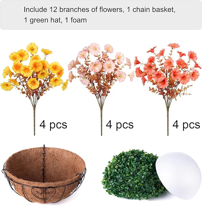 Artificial fall flowers and eucalyptus in a hanging basket, outdoor autumn decor by CozyNest Decor, UV resistant faux flowers for porch.