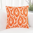 Orange fall-themed decorative throw pillow cover by CozyNest Decor, embroidered cotton with floral branches, 18x18 inch cushion cover
