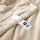 CozyNest Decor tan checkered faux rabbit fur throw blanket, soft fuzzy plush for bed or couch, 60x80 inches in beige.