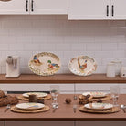 CozyNest Decor Bico Autumn Birds 16 and 14-inch oval platters set, microwave and dishwasher safe for serving fish, chicken, or turkey.