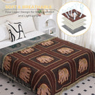 CozyNest Decor boho cotton throw blanket with tassels, elephant print, large 60x80 inch rustic bed and sofa blanket in brown