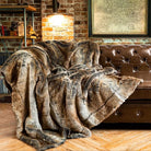 CozyNest Decor large brown faux fur throw blanket for bed and couch, soft, fuzzy, reversible to plush velvet, 60x80 inches.