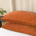 Set of two CozyNest Decor Fall throw pillow covers in burnt orange, 20x26 inches, cozy chenille for couch or bed decor