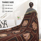 CozyNest Decor boho throw blanket for bed, 100% cotton with tassels, elephant print, large 60x80 inch rustic all-season blanket.