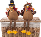 CozyNest Decor Ogrmar 2 Pack Stuffed Turkey Dolls, handmade autumn tabletop Thanksgiving decorations, cozy fall home decor.