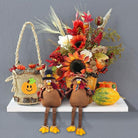 CozyNest Decor Ogrmar 2 Pack Stuffed Turkey Couple Dolls for Thanksgiving, handcrafted autumn fall tabletop decor.