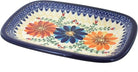 Blue Rose Polish Pottery Autumn Burst small rectangular serving platter with floral design, ideal for serving food in a cozy setting.