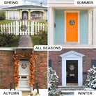 Rustic round wood welcome sign by CozyNest Decor with interchangeable seasonal decorations for front door or wall decor.