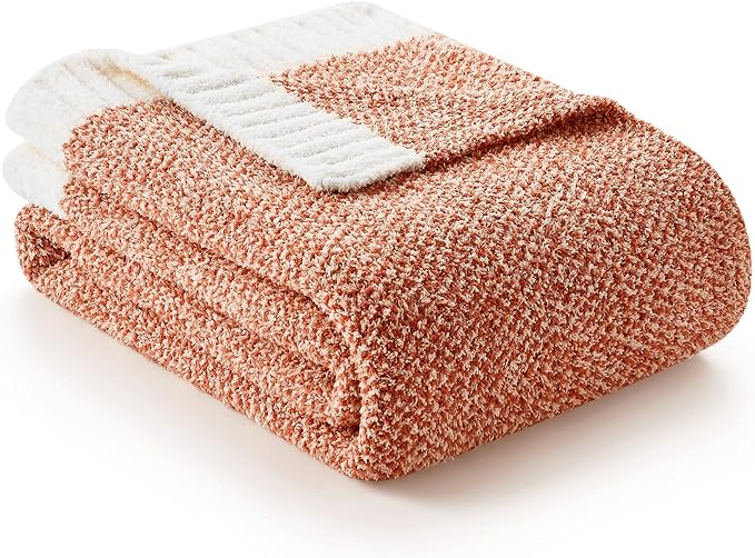 CozyNest Decor orange throw blanket for fall, ultra-soft microfiber fleece, 50x60 inches, perfect for sofa or bed.