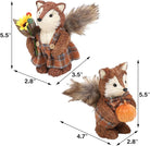 CozyNest Decor Fall decor fox figurines, handmade woodland animal collectibles with pumpkins for Thanksgiving table or shelf display.