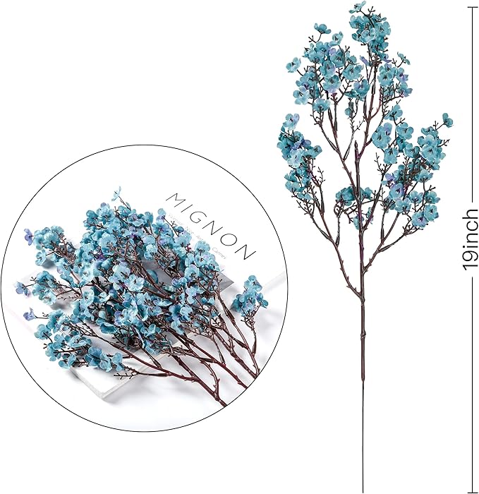 CozyNest Decor 15-piece Baby's Breath gypsophila artificial flowers in fall blue, perfect for DIY floral arrangements and autumn decorations.