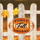 Rustic autumn wooden sign with football design, perfect for Thanksgiving home decor and housewarming gifts by CozyNest Decor.