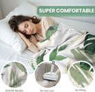 Sage green leaf throw blanket by CozyNest Decor, soft flannel with gold accents, decorative patterned blanket for sofa or bed, 50x60 inches