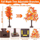 CozyNest Decor 2-pack 24-inch prelit fall maple trees with 48 LEDs, battery-operated autumn decor for indoor Thanksgiving and harvest displays.