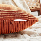 Set of 2 burnt orange lumbar throw pillow covers with corduroy texture, ideal for living room or bedroom decor.